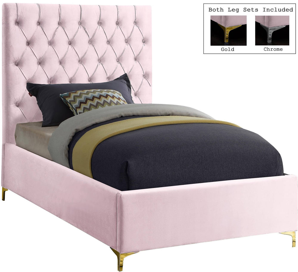 Pink Velvet Twin Bed R20197