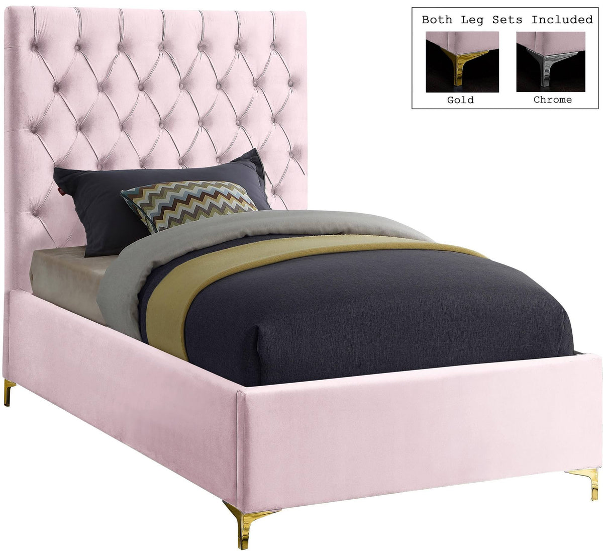 Pink Velvet Twin Bed R20197