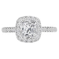 14K White Gold Radiant Diamond Cushion Halo Engagement Ring V94452