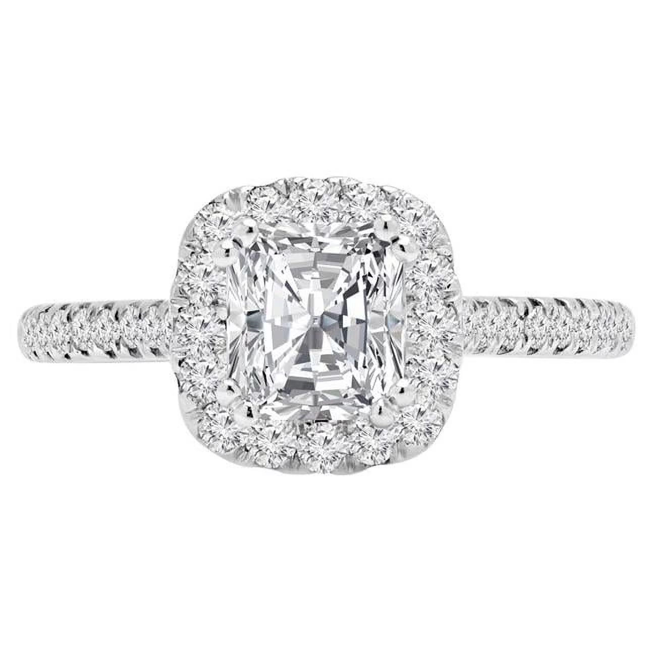 14K White Gold Radiant Diamond Cushion Halo Engagement Ring V94452