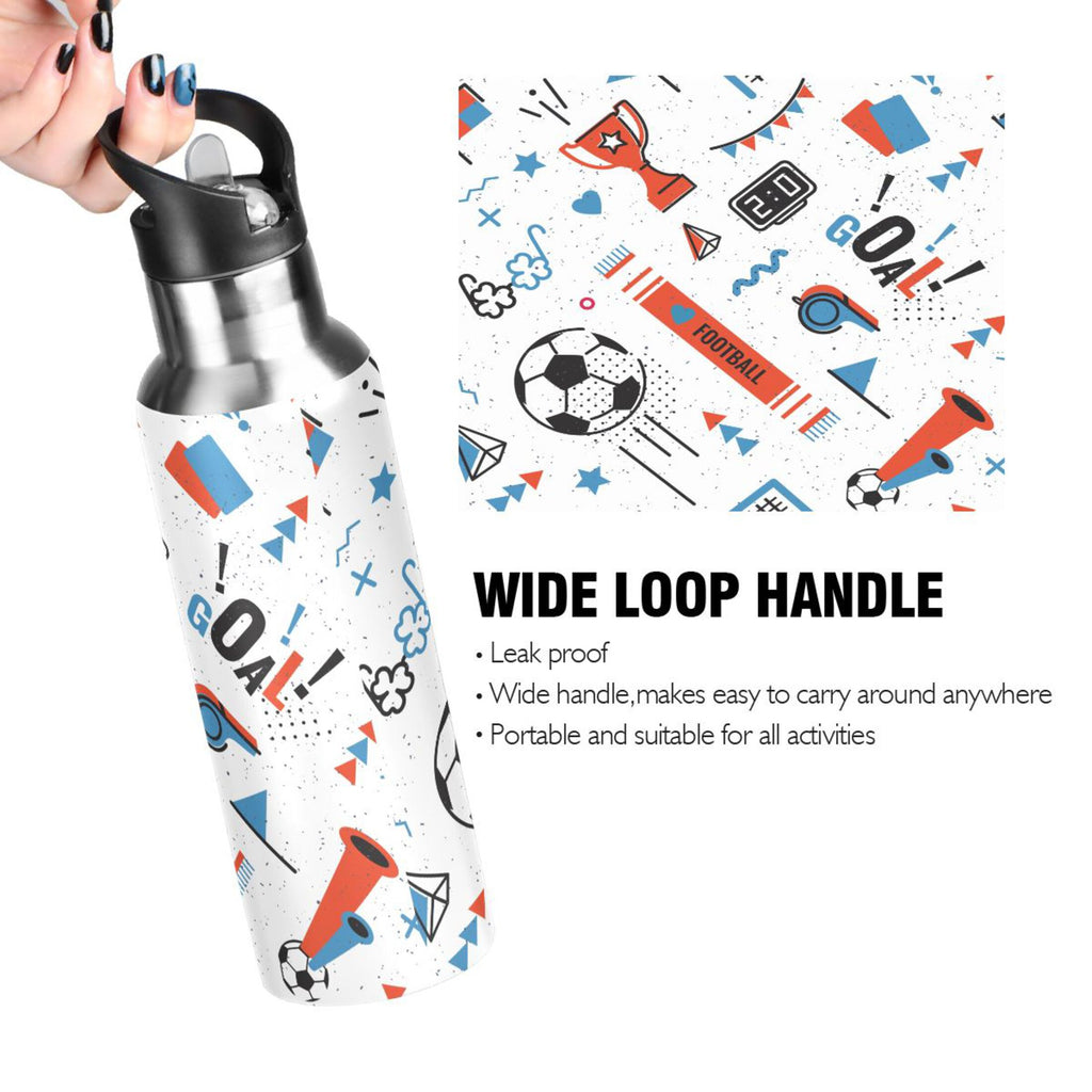 Stainless Steel Insulated Thermos Vacuum Flask Water Bottle with Straw Lid K65038