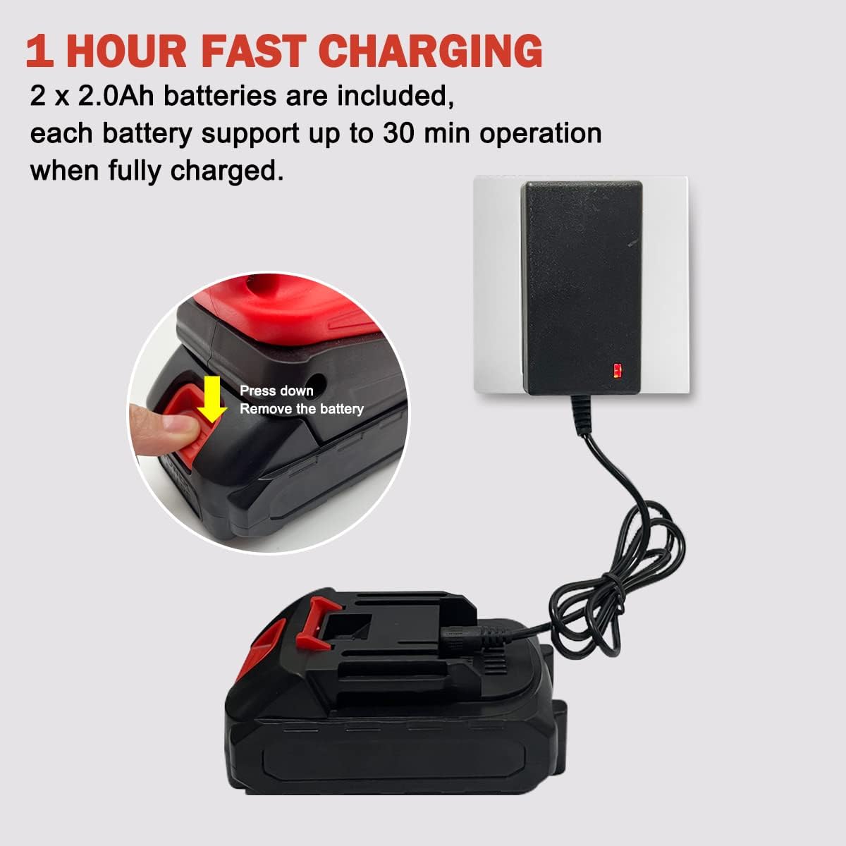 Cordless Electric Leaf Blower with 2.0Ah Battery & Fast Charger, 2 Speed Control, Pack of 2 S2433