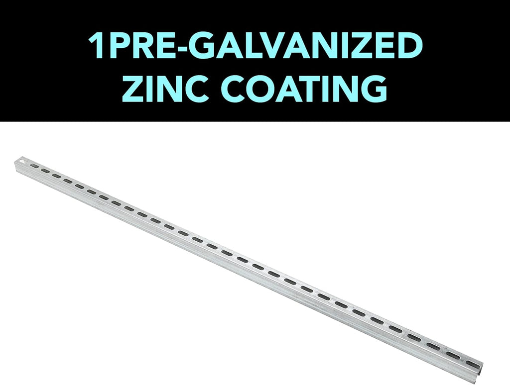 (2-Pack) 5 Feet x 1-5/8" Metal Strut Channels with Pre-Galvanized Zinc Coating - 12 Gauge Solid Strut Channels - Half Slotted Back Channels Pack of 2 C328083