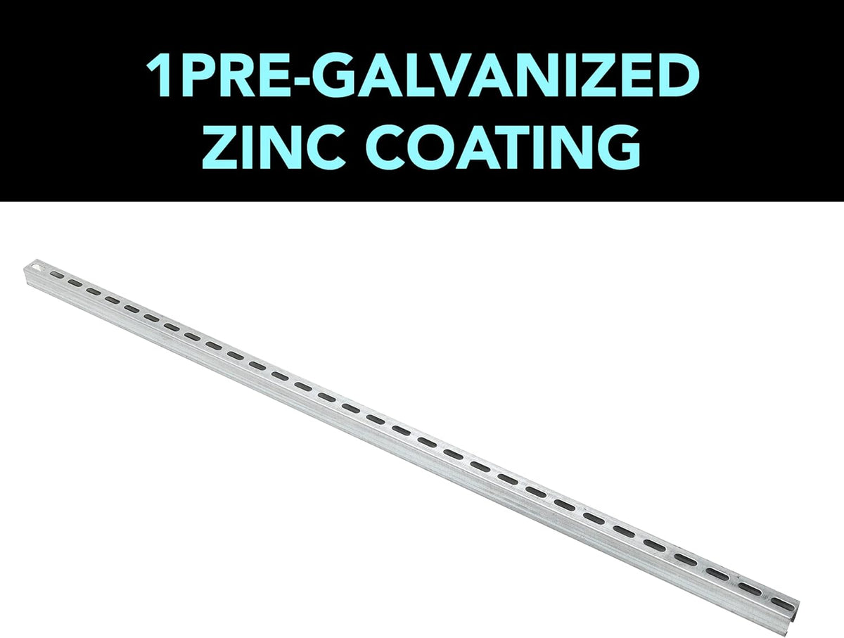 (2-Pack) 5 Feet x 1-5/8" Metal Strut Channels with Pre-Galvanized Zinc Coating - 12 Gauge Solid Strut Channels - Half Slotted Back Channels Pack of 2 C328083