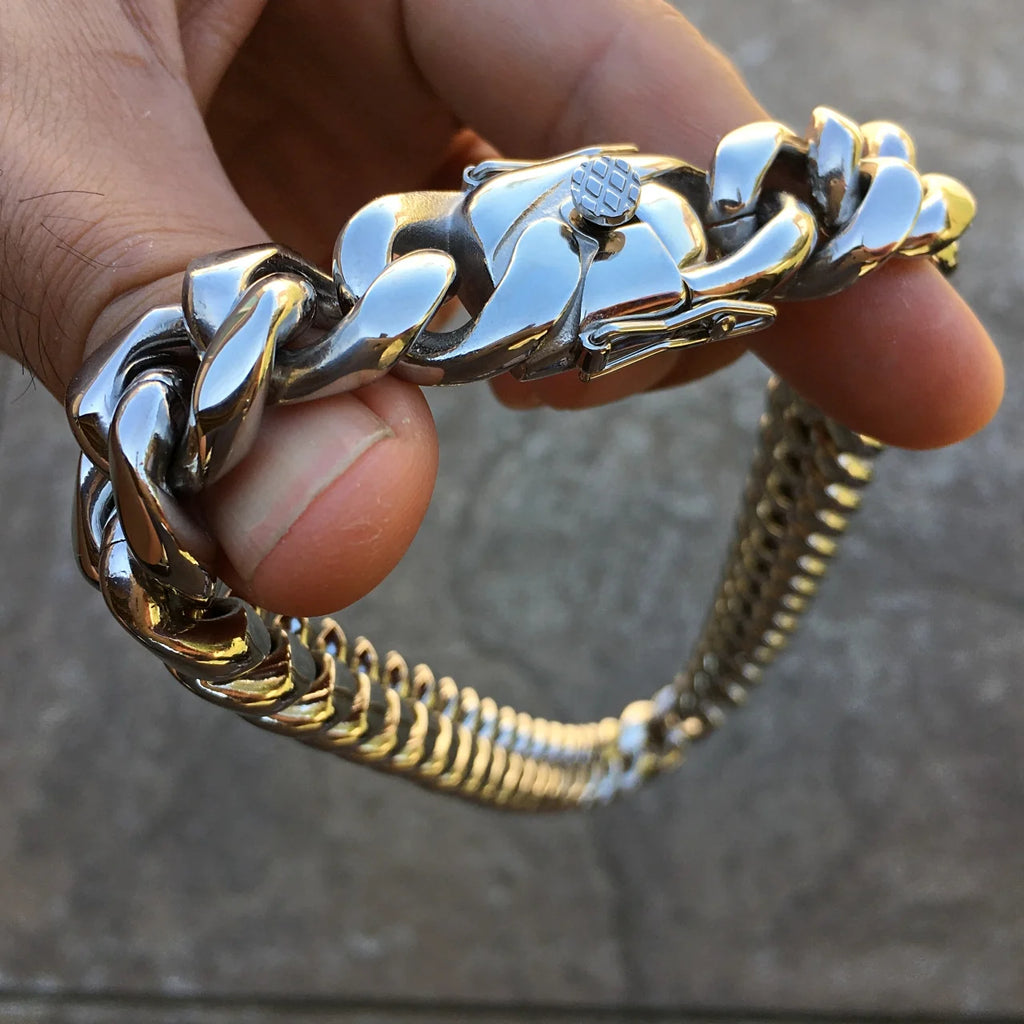 18MM Solid Stainless Steel Silver Cuban Chain Necklace 20" Q124