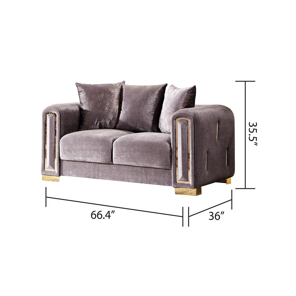 3PC Gray Velvet Living Room Set V576
