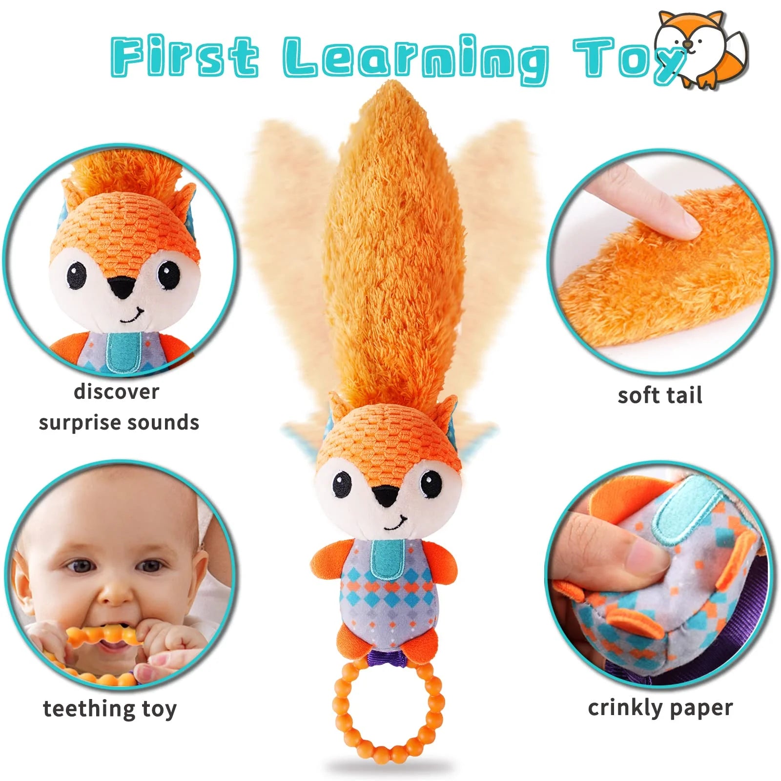 Multicolor Baby Rattles & Plush Rings Teether Toy Z3684