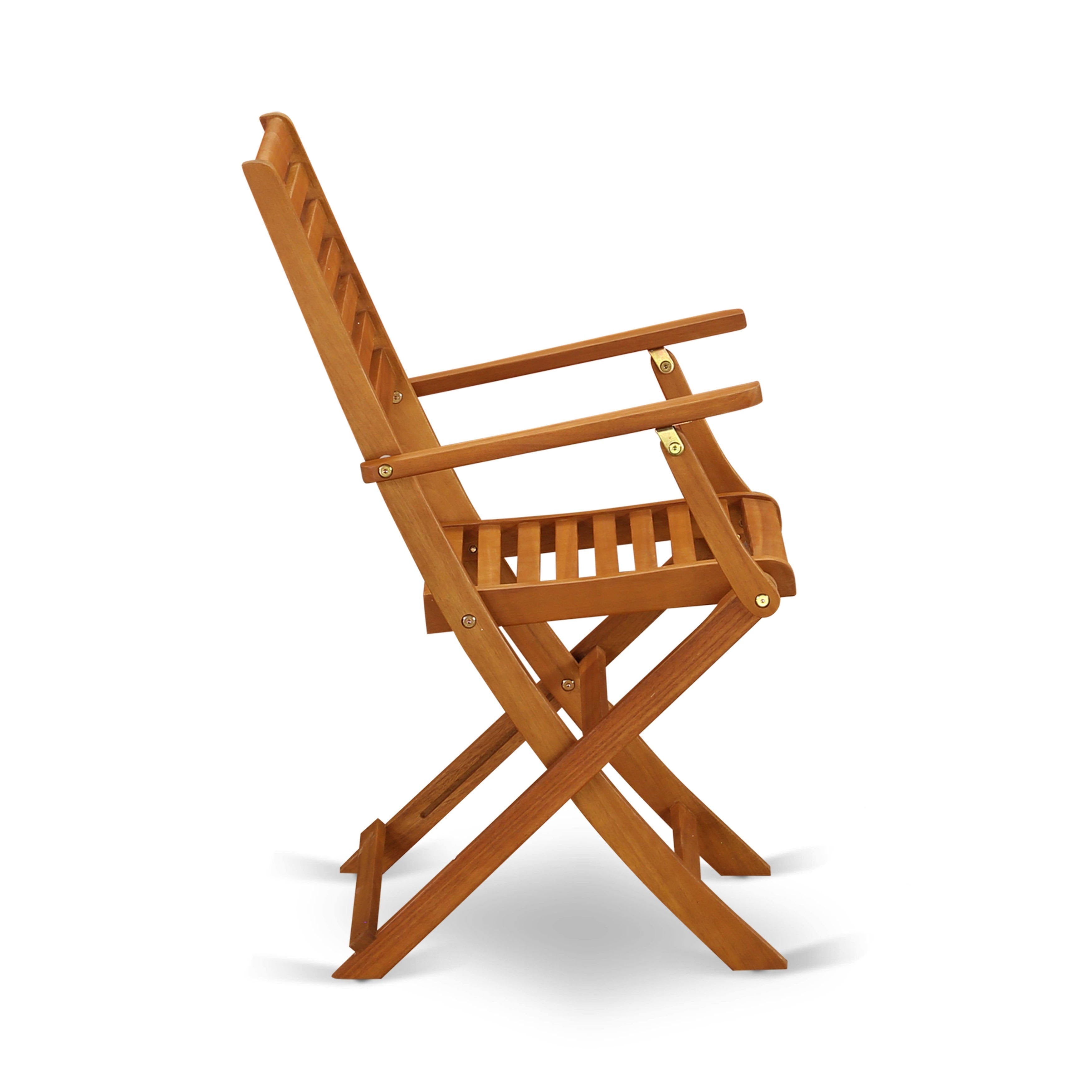 Set of Two Solid Acacia Wood Folding Chair with Arm Rest B736