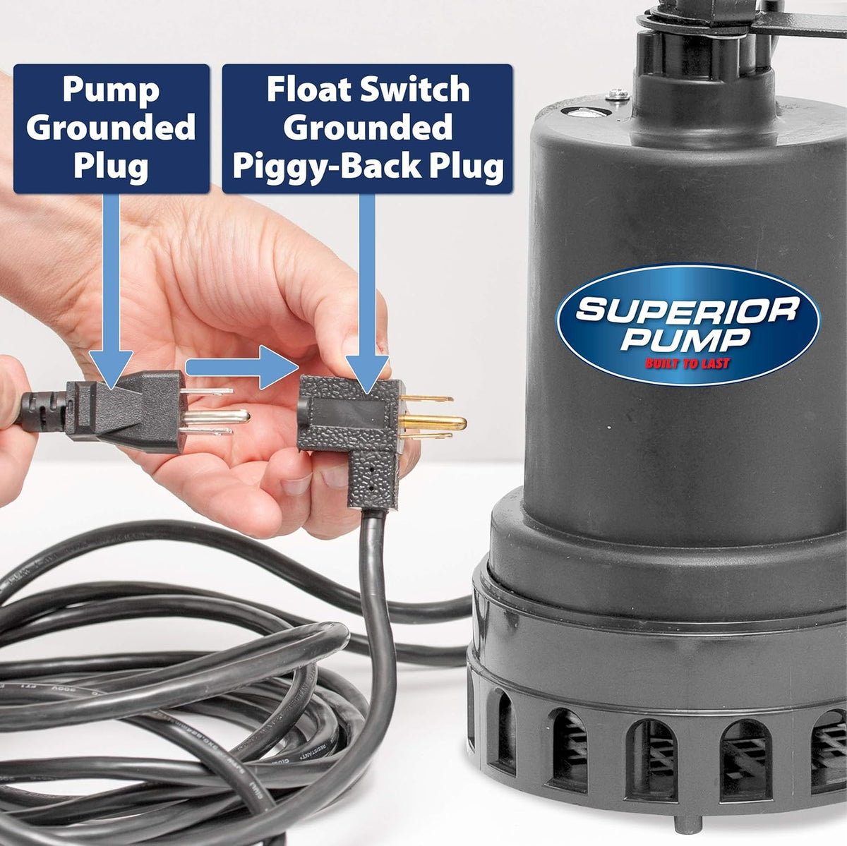 1/2 HP Thermoplastic Submersible Sump Pump with Vertical Float Switch Pack of 2 B425