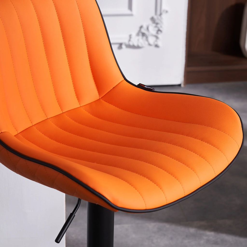 Orange PU Leather Adjustable Swivel Bar Stools Set of 2 M9160
