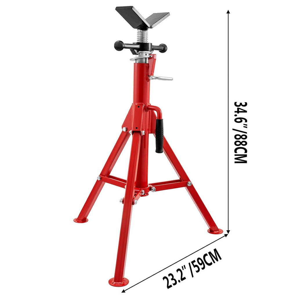 V Head Pipe Stand, Adjustable Height 24-42, 2500 lb. Load Capacity, Carbon Steel R7189