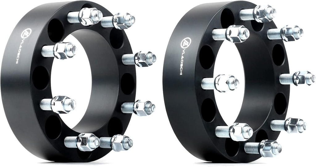 Black Forged 8x6.5 to 8x170 Wheel Adapters 2 Inch with 9/16" Studs Pack of 2 M180