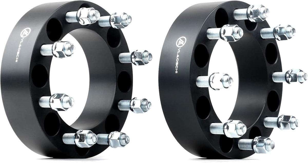 Black Forged 8x6.5 to 8x170 Wheel Adapters 2 Inch with 9/16" Studs Pack of 2 M180