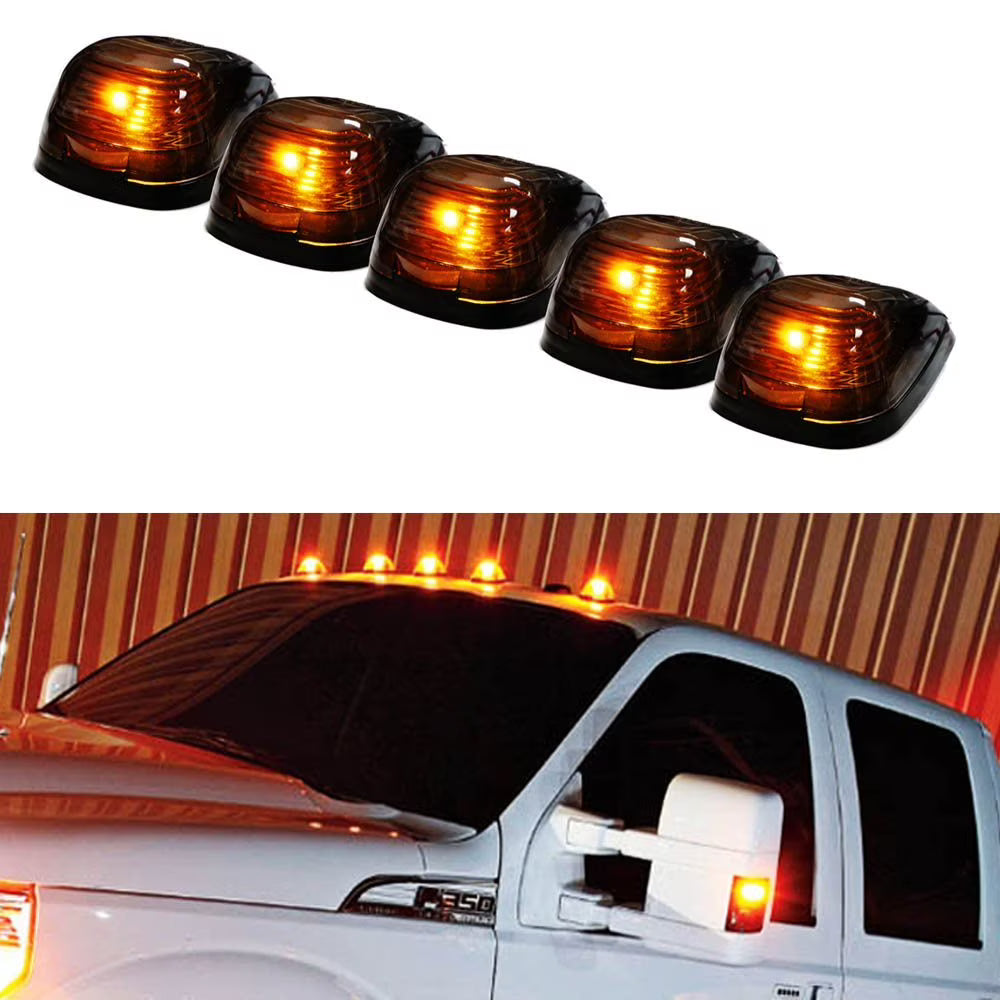 5PCS Black Smoked LED Cab Roof Marker Running Lamps With Amber LED Lights M620670