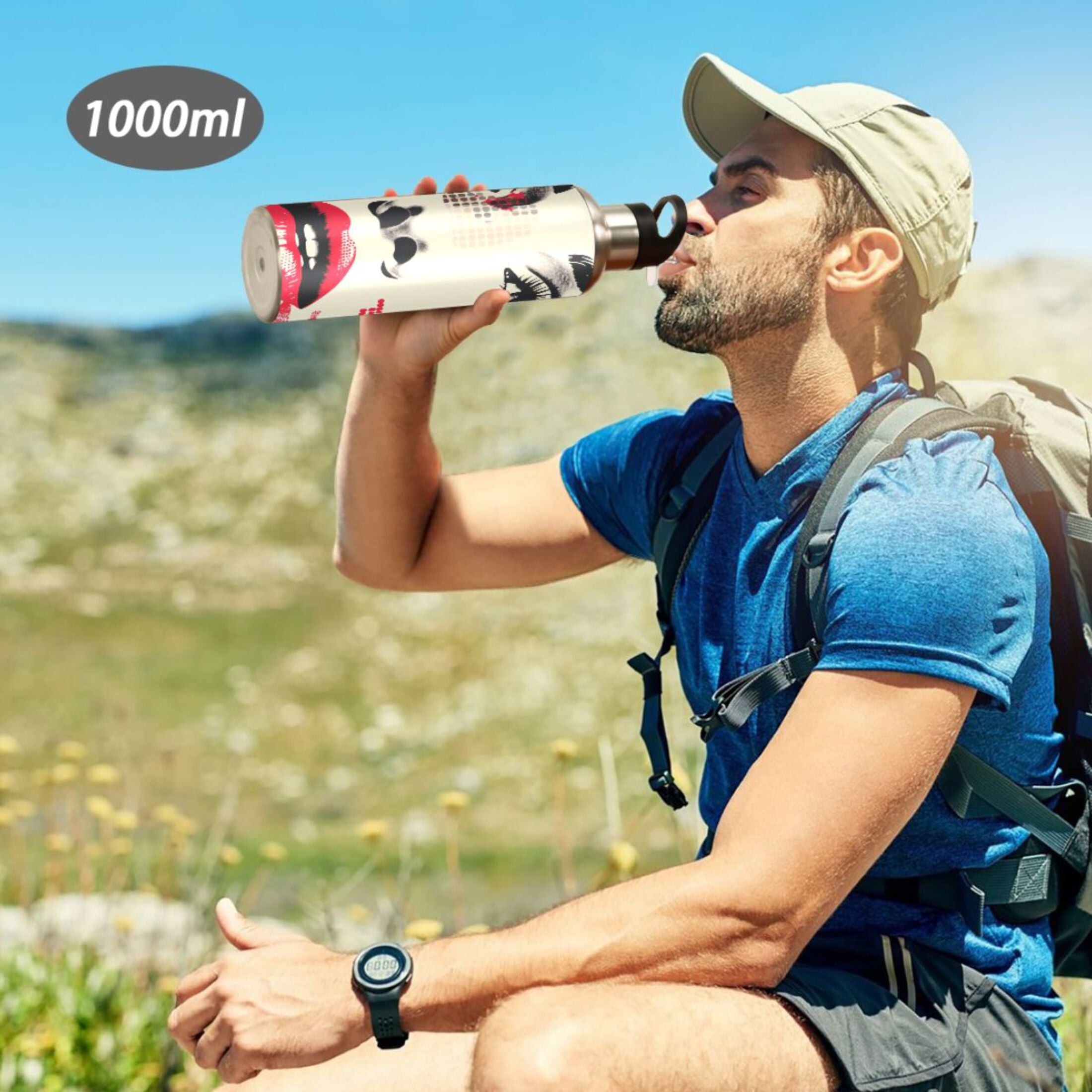 20 oz Insulated Stainless Steel Water Bottle with Straw Lid L69660