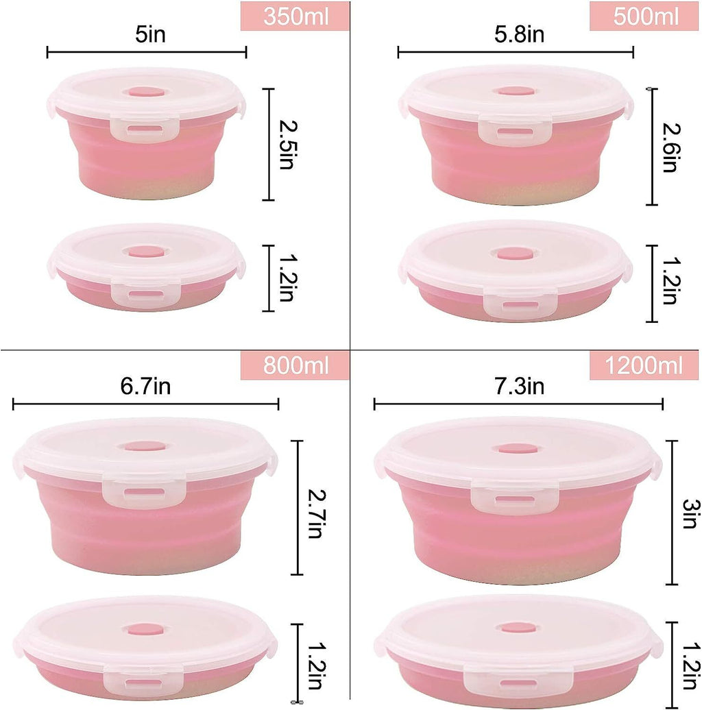 Pink Silicone Collapsible Food Storage Containers, Set of 4 O633631