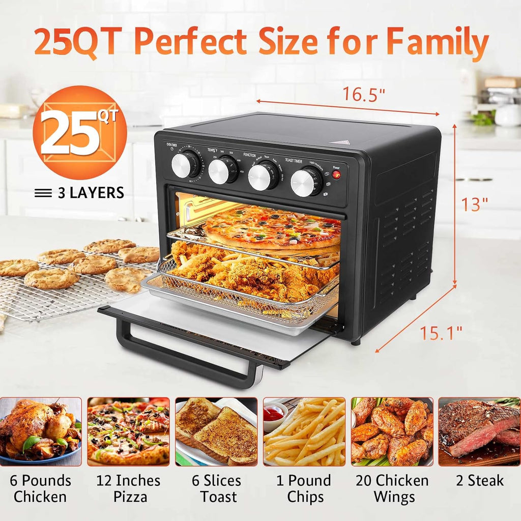 25 Quart 7-in-1 Air Fryer Toaster Oven Combo with 4 Accessories Y973