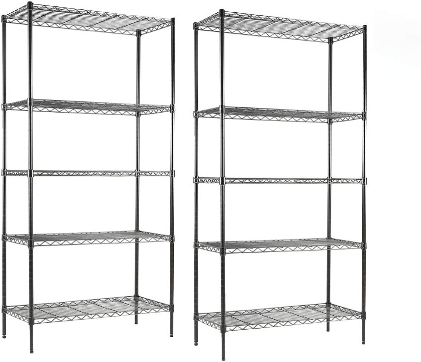 4-Shelf NSF Certified Steel Wire Shelving Unit, Black, Pack of 2 S6031