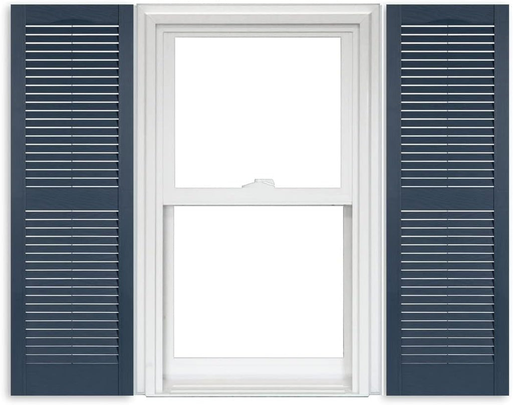 White Vinyl Louver Shutters 1 Pair 15 Inch x 63 Inch O54769