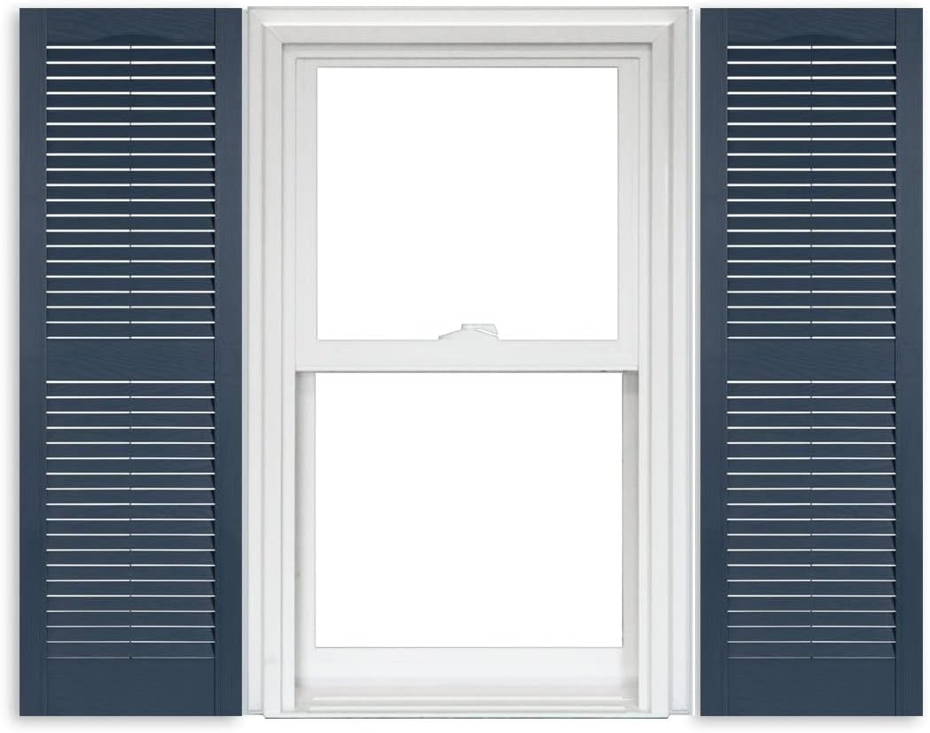White Vinyl Louver Shutters 1 Pair 15 Inch x 63 Inch O54769