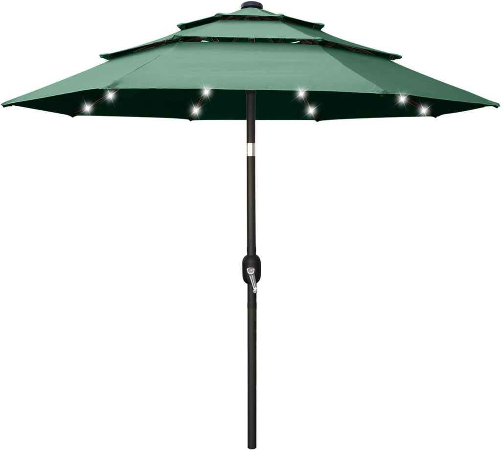 11FT Solar 3 Tiers Market Umbrella with 32 LED L5911