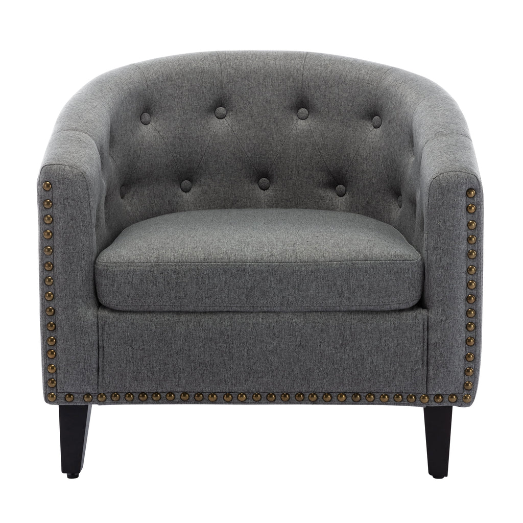 Linen Fabric Tufted Barrel Chair D490383