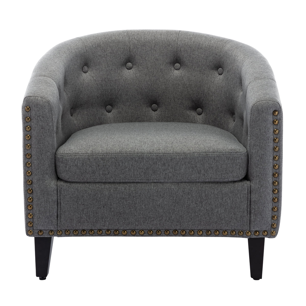 Linen Fabric Tufted Barrel Chair D490383