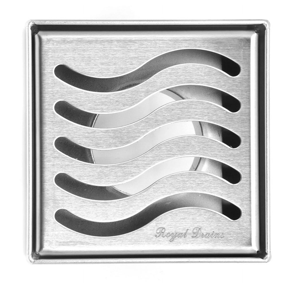 Square Shower Drain 304 Stainless Steel 4 Inch Grate with Hair Catcher M191919