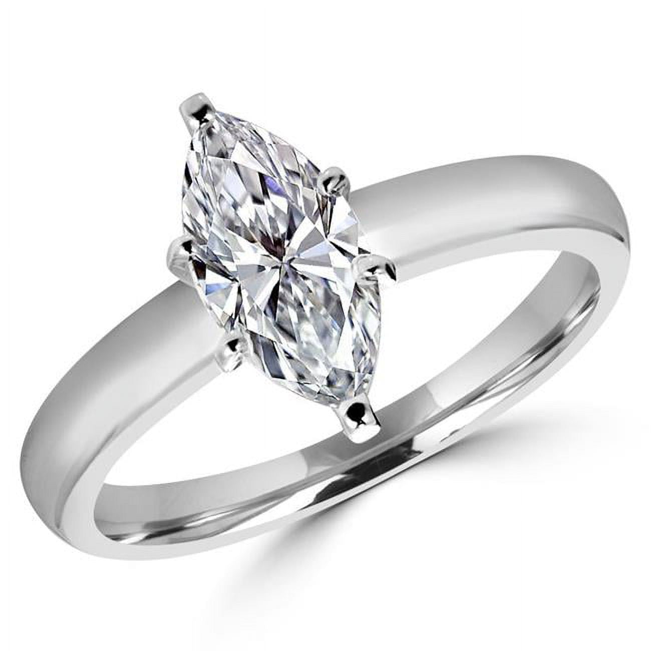 Marquise Cut Diamond Solitaire Engagement Ring in 14K White Gold A313