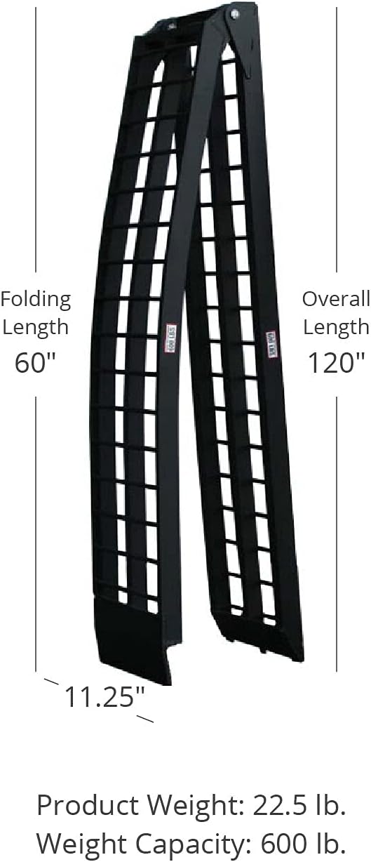 Folding Arch Ramps, Aluminum Frame, 600 LB Capacity, Safety Straps V22542