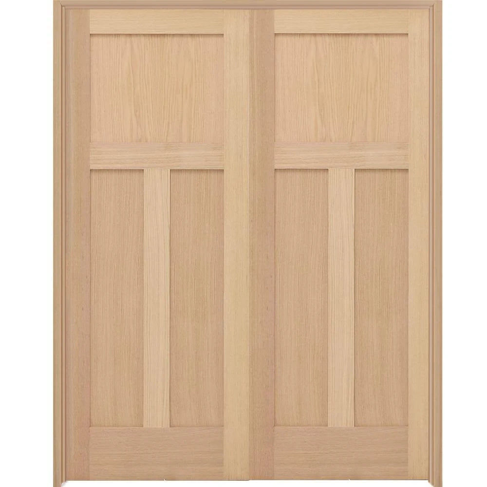 48 in. x 80 in. Unfinished Red Oak Wood Double Prehung Interior French Door S29311