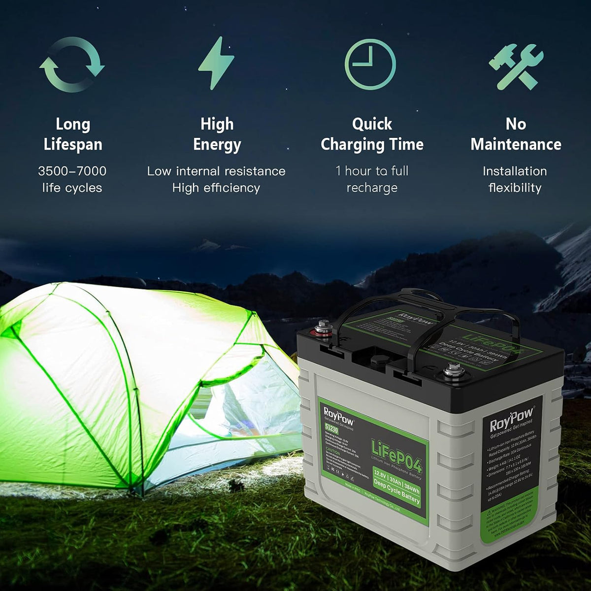 12V 30Ah LiFePO4 Deep Cycle Battery E1133