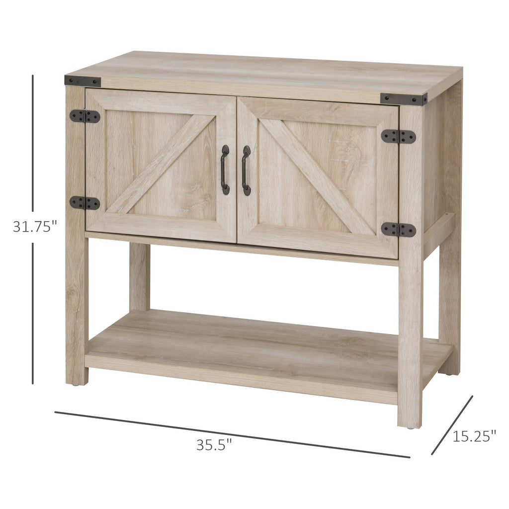 Oak 2-Door Storage Cabinet with Bottom Shelf Y532