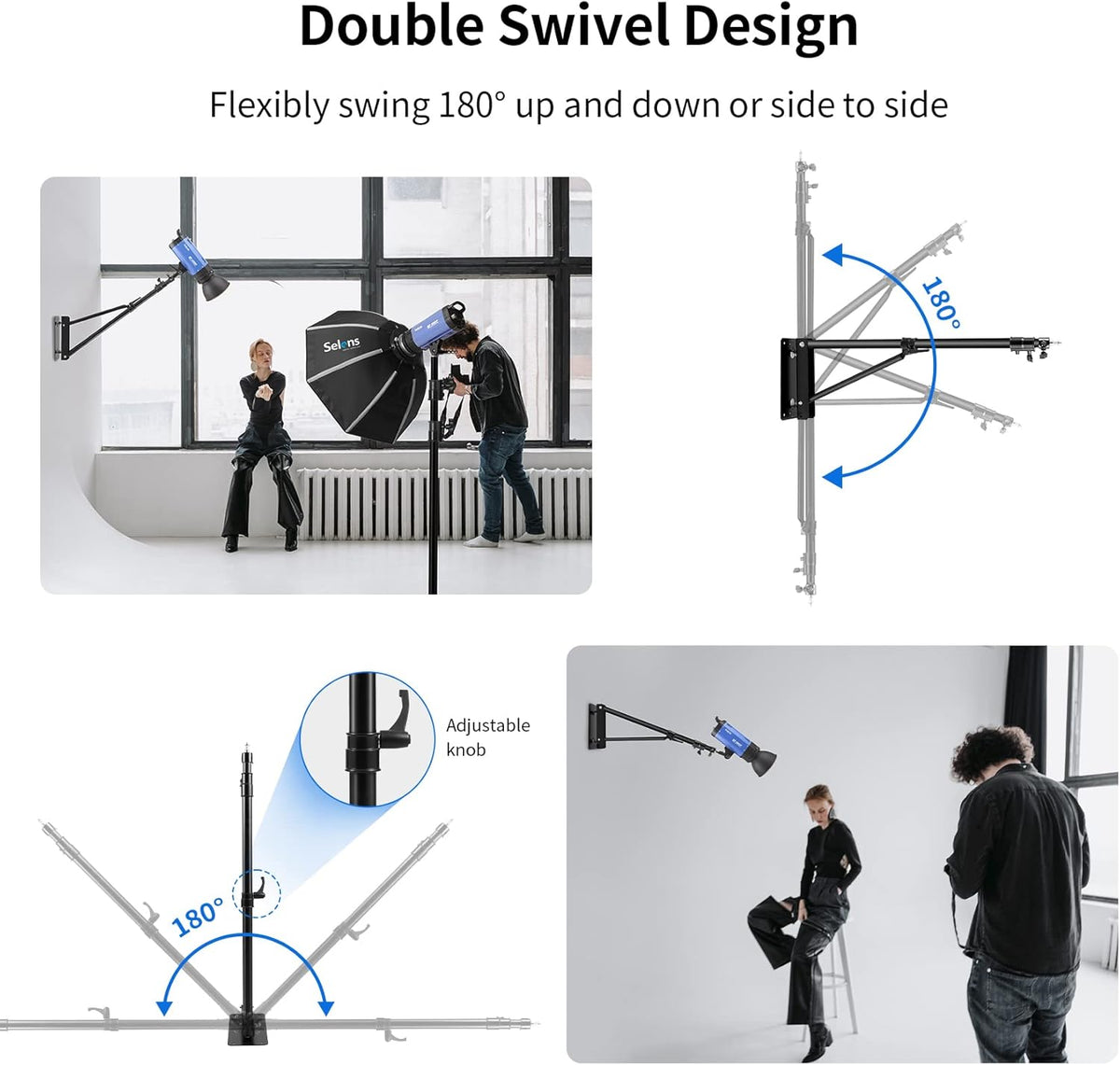 Wall Mount Boom Arm with Triangle Base, Adjustable Camera Mount W224246