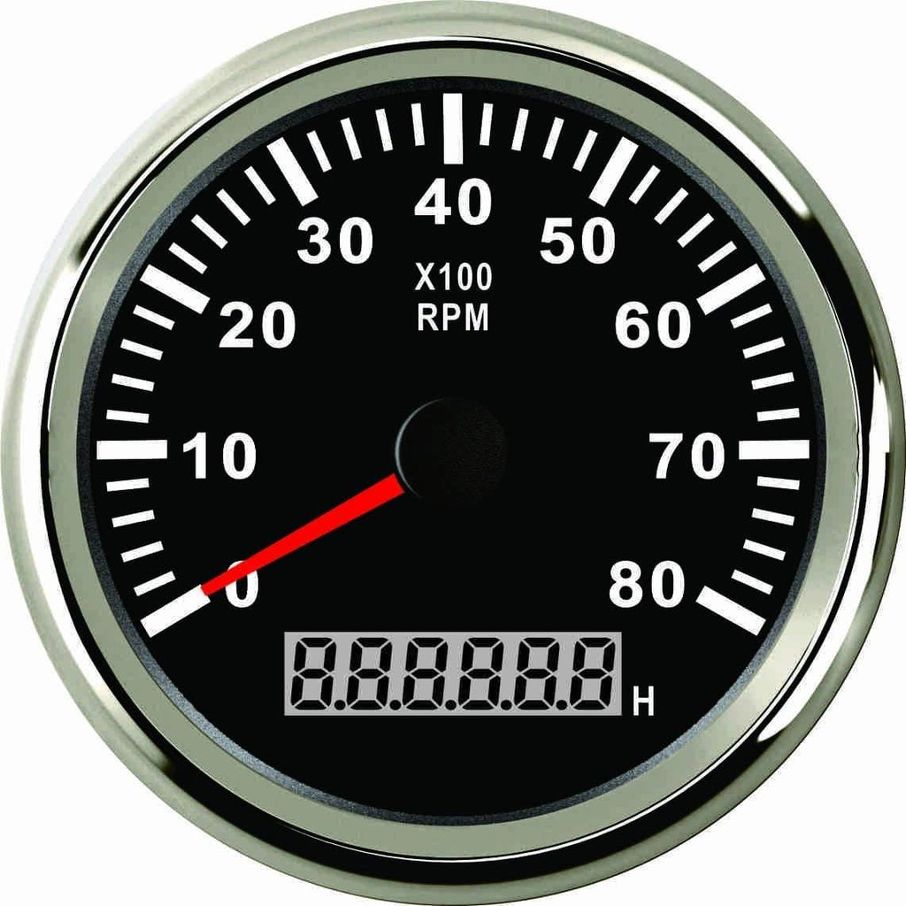 85mm 8000 RPM Tachometer Gauge With Hour Meter RED Backlight Waterproof Pack of 2 O948565