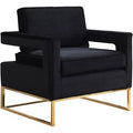 Velvet Black Armchair with Silver Legs D200
