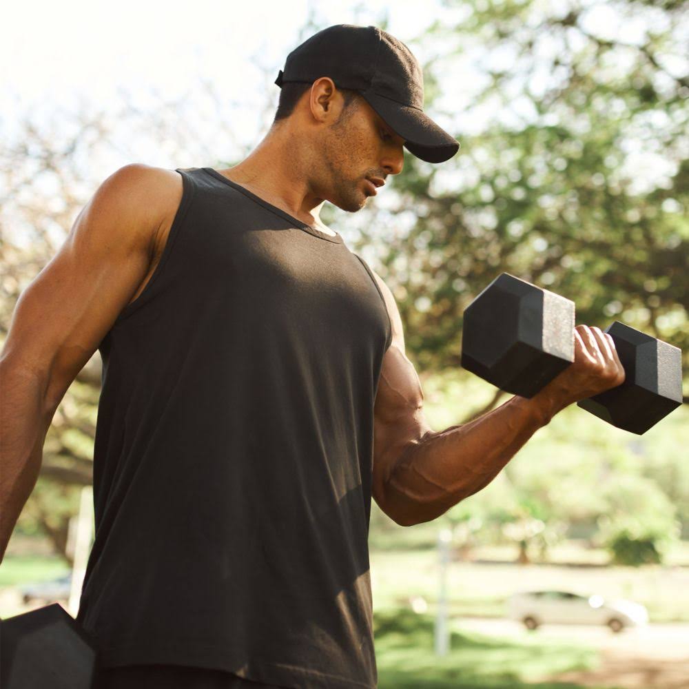55-lb Hex Rubber Coated Dumbbell A197049