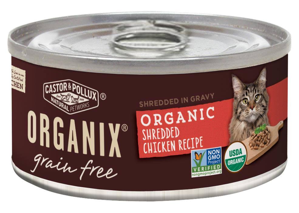 5.5-oz Case of 24 Grain Free Organic Shredded Chicken Canned Cat Food Z862372