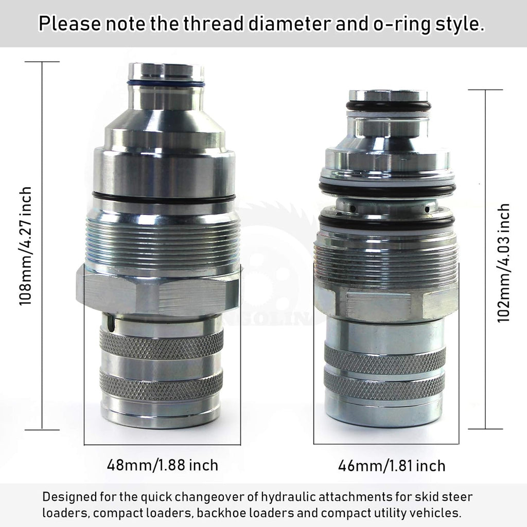 Hydraulic Female Flat Face Quick Connect Coupler 48mm Thread Diameter Pack of 2 B38736