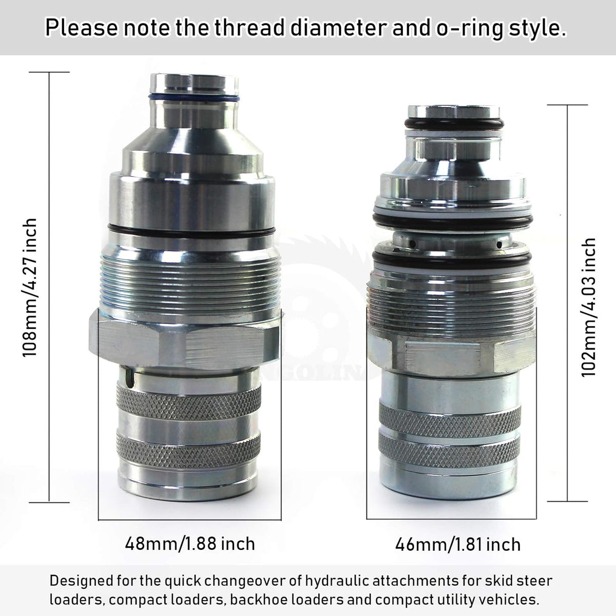 Hydraulic Female Flat Face Quick Connect Coupler 48mm Thread Diameter Pack of 2 B38736