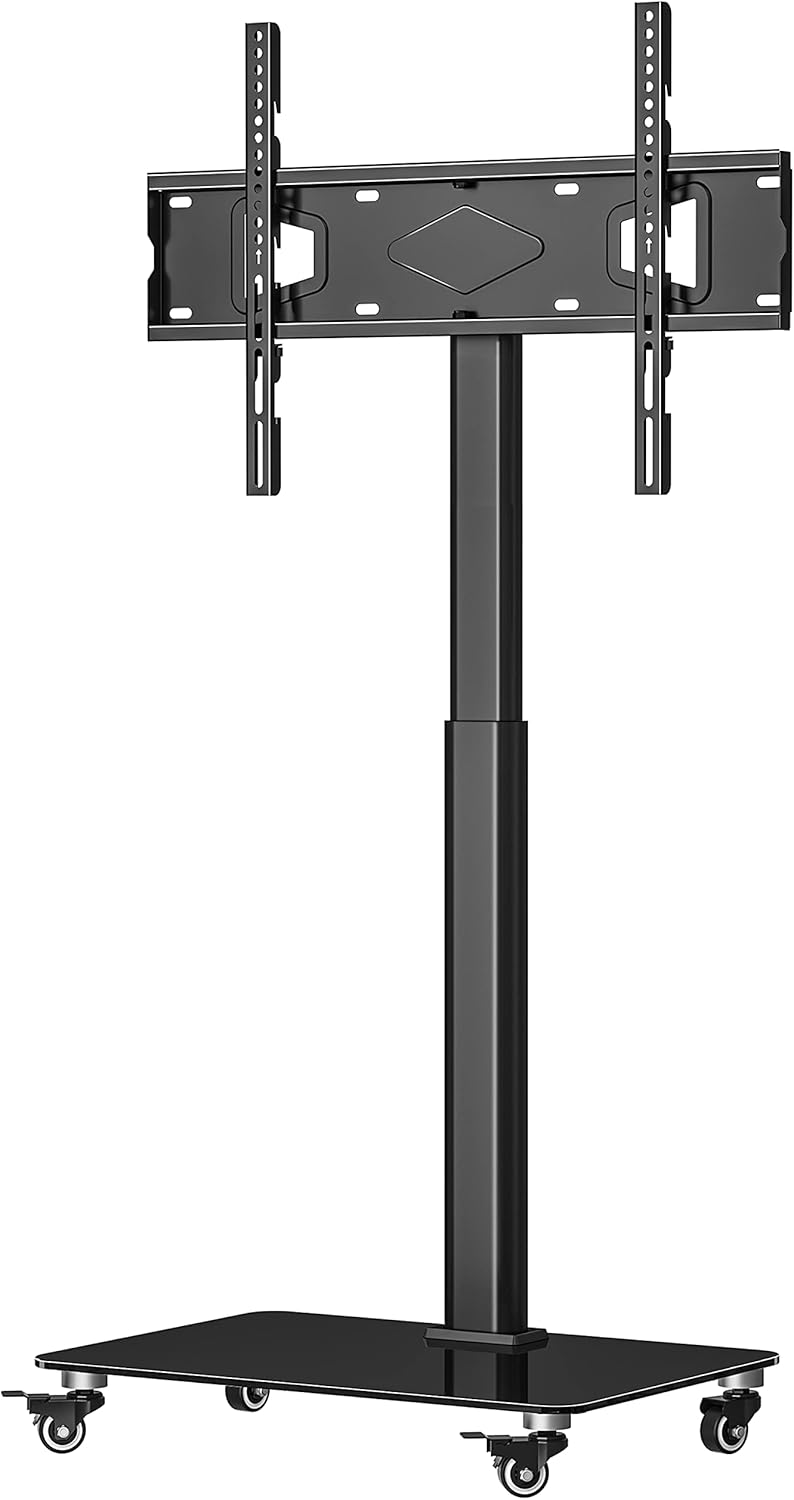 Mobile Tall TV Stand Rolling TV Cart with Wheels, Height Adjustable, Max VESA 600x400mm F884864