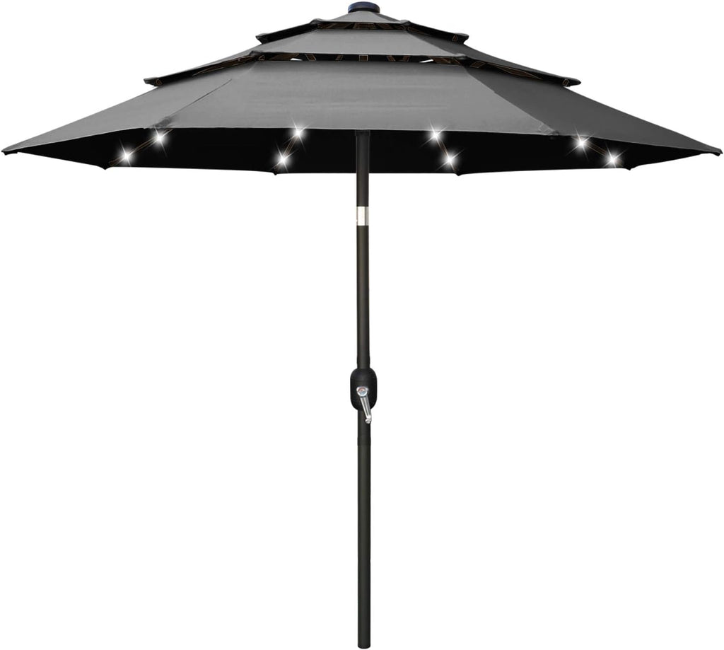 11FT Solar 3 Tiers Market Umbrella with 32 LED L5911