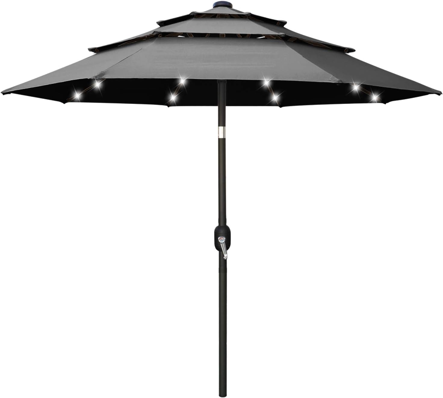 11FT Solar 3 Tiers Market Umbrella with 32 LED L5911