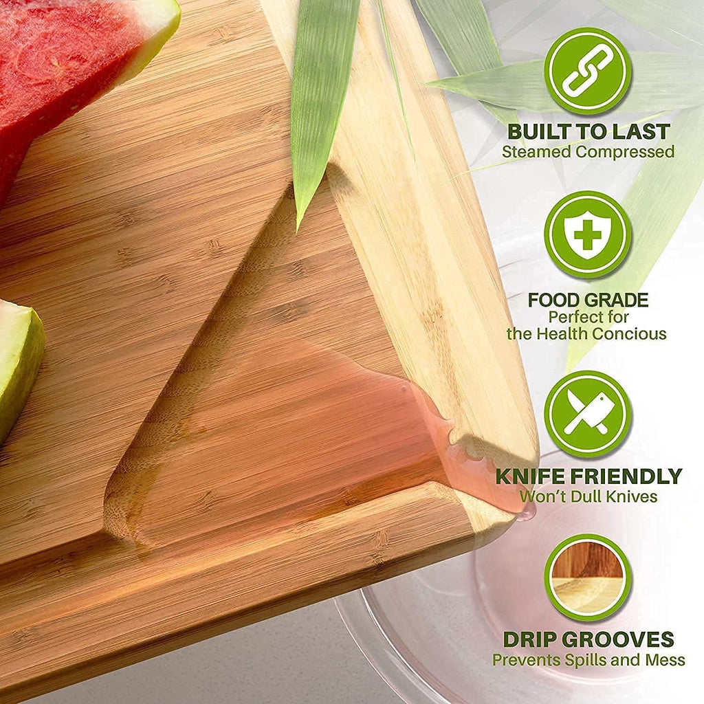 Bamboo Cutting Board with Handles and Juice Groove, Pack of 2 M241587