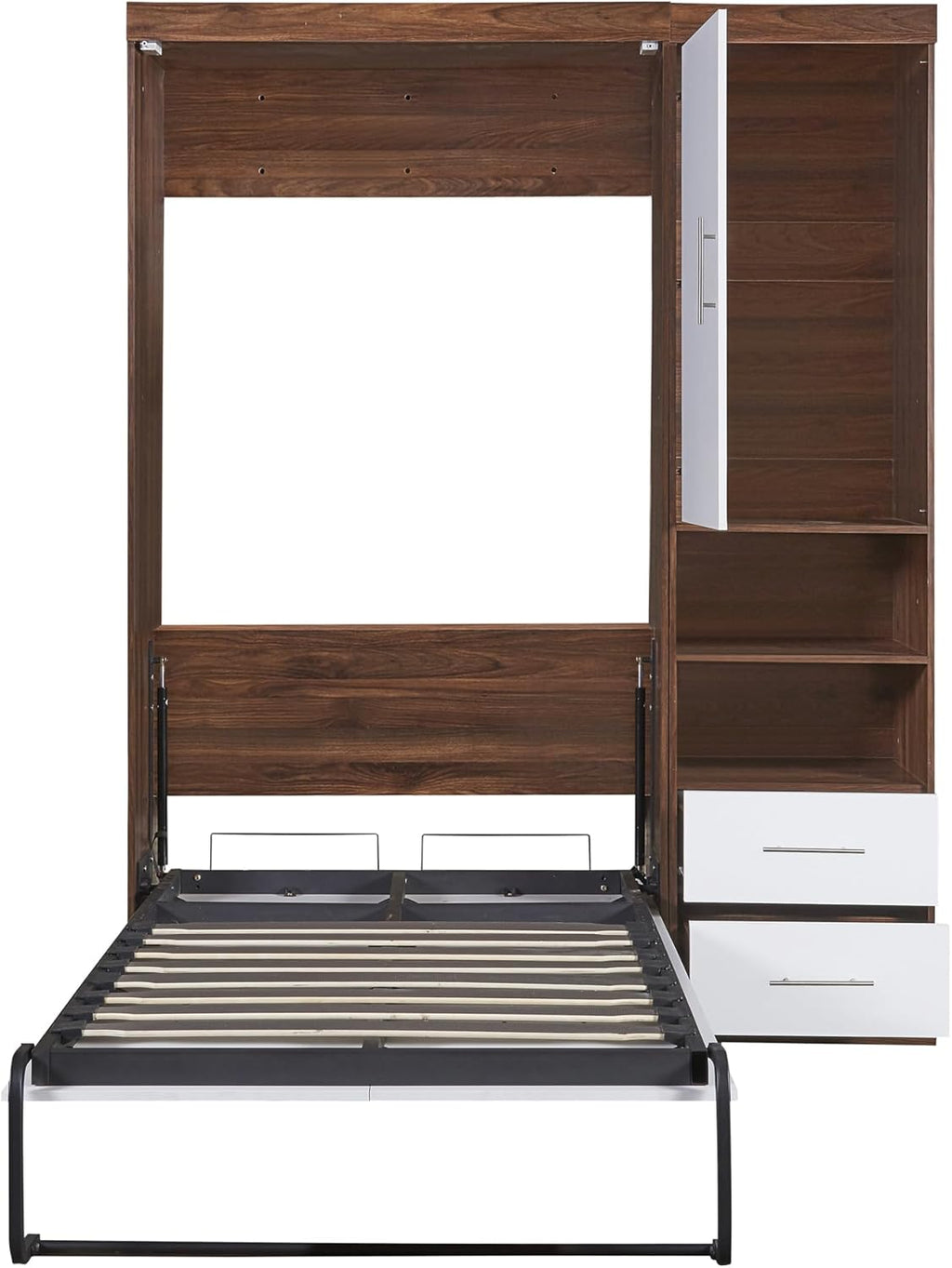 White Twin Size Murphy Bed with Cabinet R793