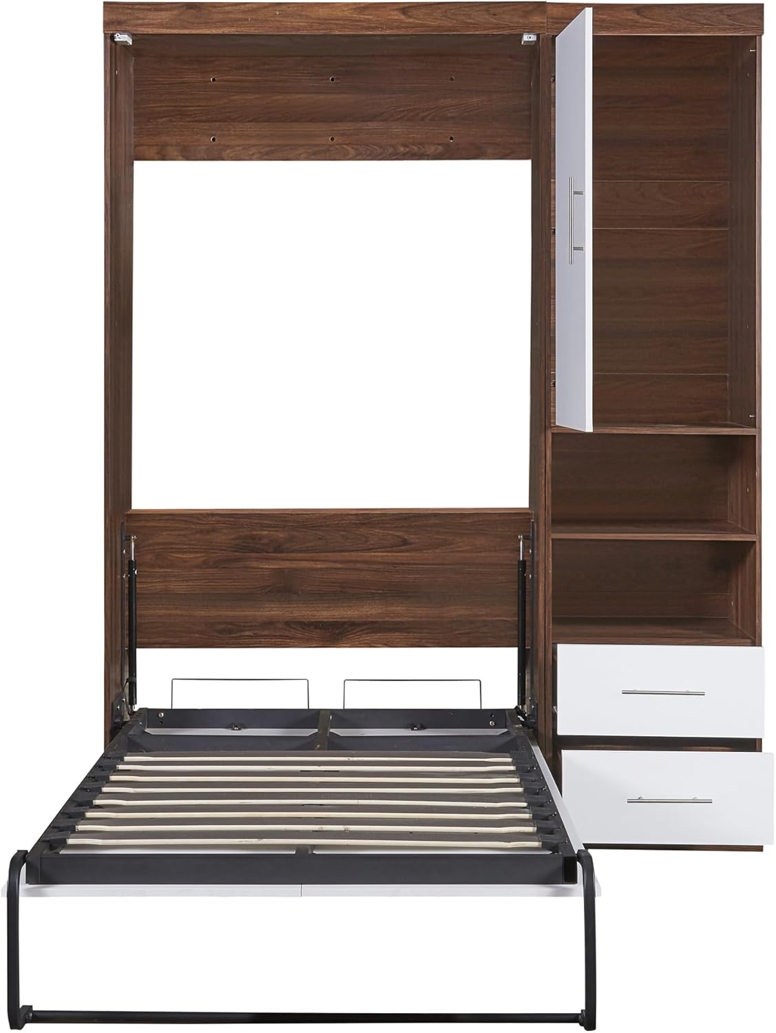 White Twin Size Murphy Bed with Cabinet R793