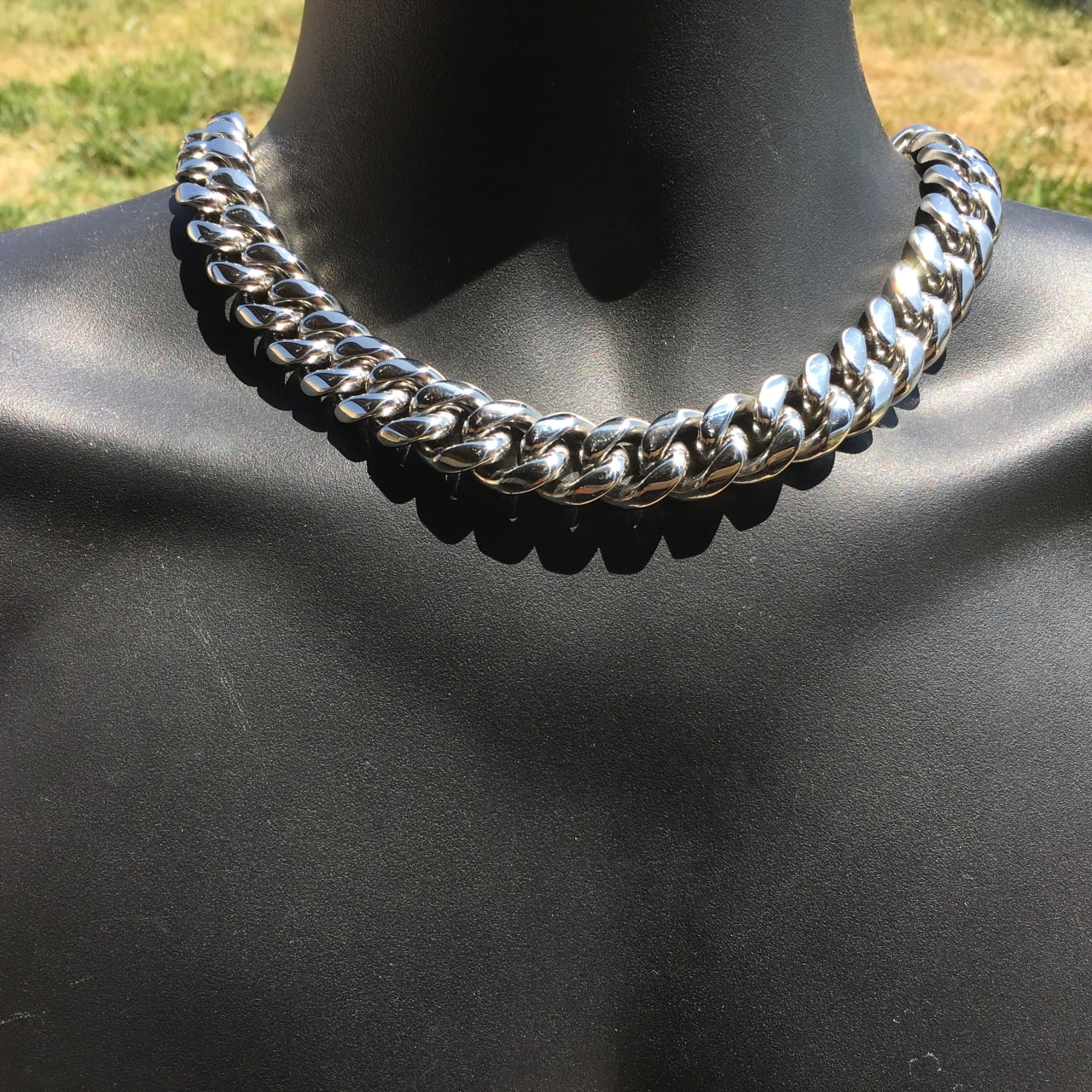 18MM Solid Stainless Steel Silver Cuban Chain Necklace 20" Q124