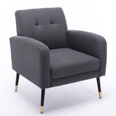 Gray Tufted Linen Armchair M1695