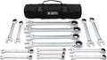 15pc SAE/INCH Ratcheting Wrench Set with Rollup Case S21450