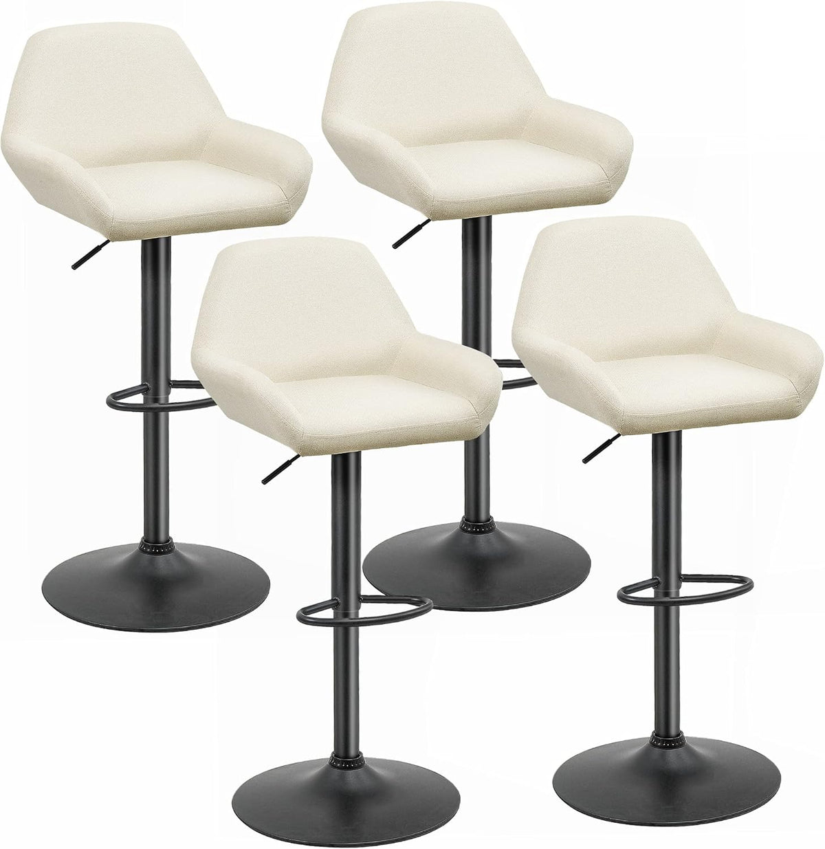 White Fabric Swivel Counter Height Bar Stools Set of 2 J275907